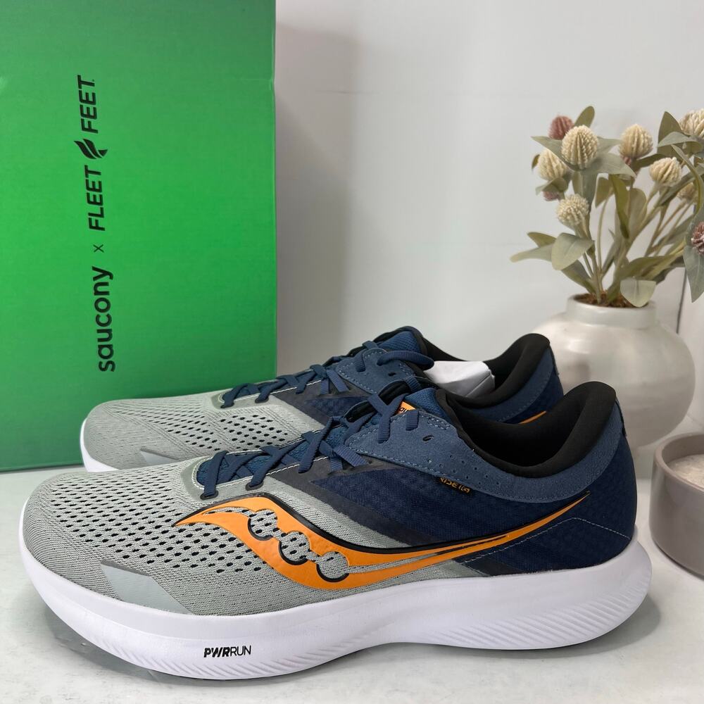 Saucony Ride 16 Neutral Sneaker Gray/Blue/Orange S20830-91 Men 15M Tried On
